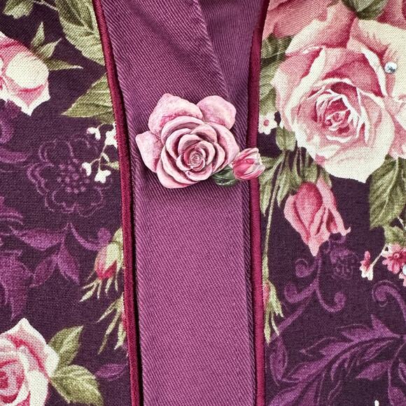 QUACKER FACTORY 3X Vintage Rose Floral Rhinestone Embellished western Shirt - Picture 2 of 14